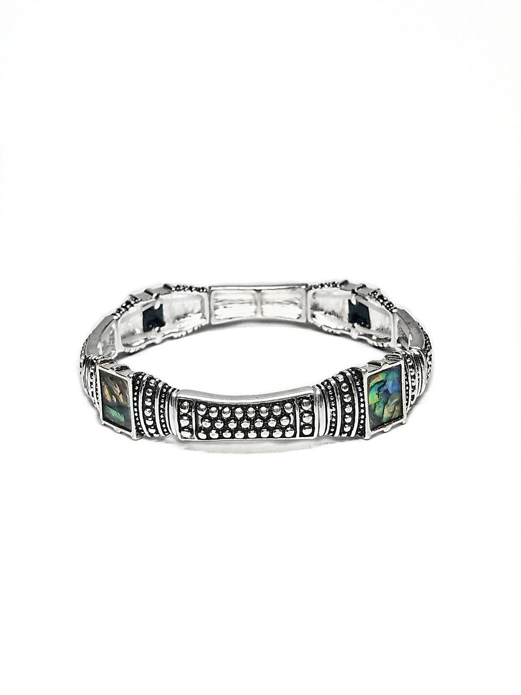 vintage silver abalone stone bracelet