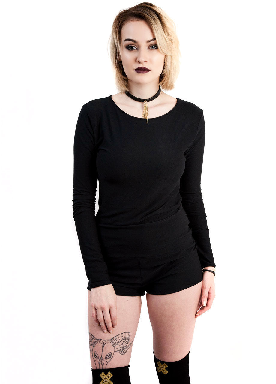 castles couture night moves long sleeve black romper, cute romper outfits