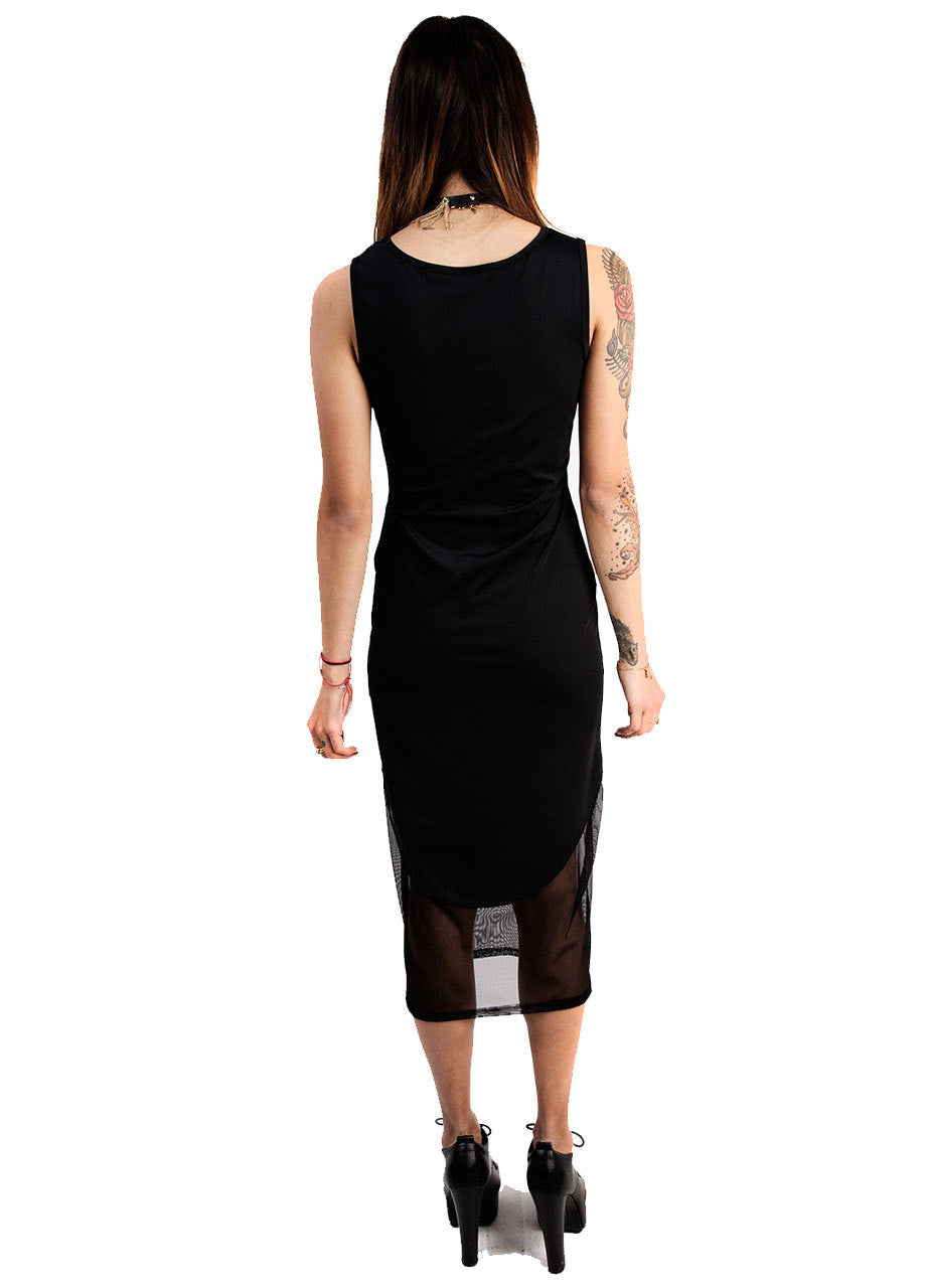 See You Monday Black Mesh Combine Dress