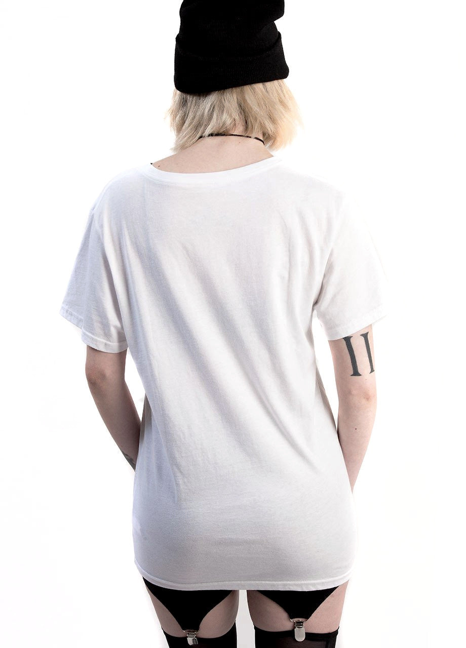 Skim Milk Wine Cooler Tee - white tee with garter belt leggings