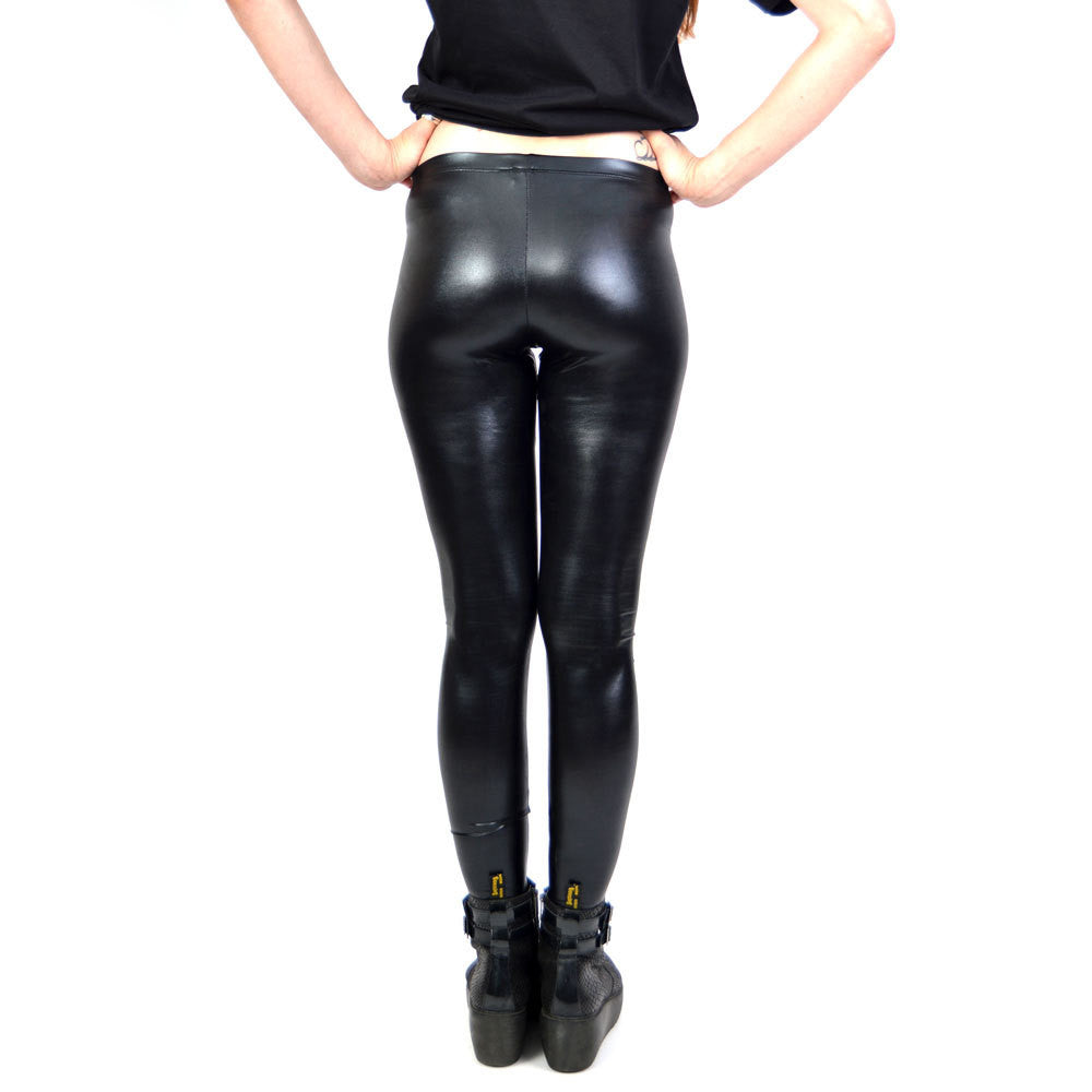 See You Monday Black Vinyl Leggings