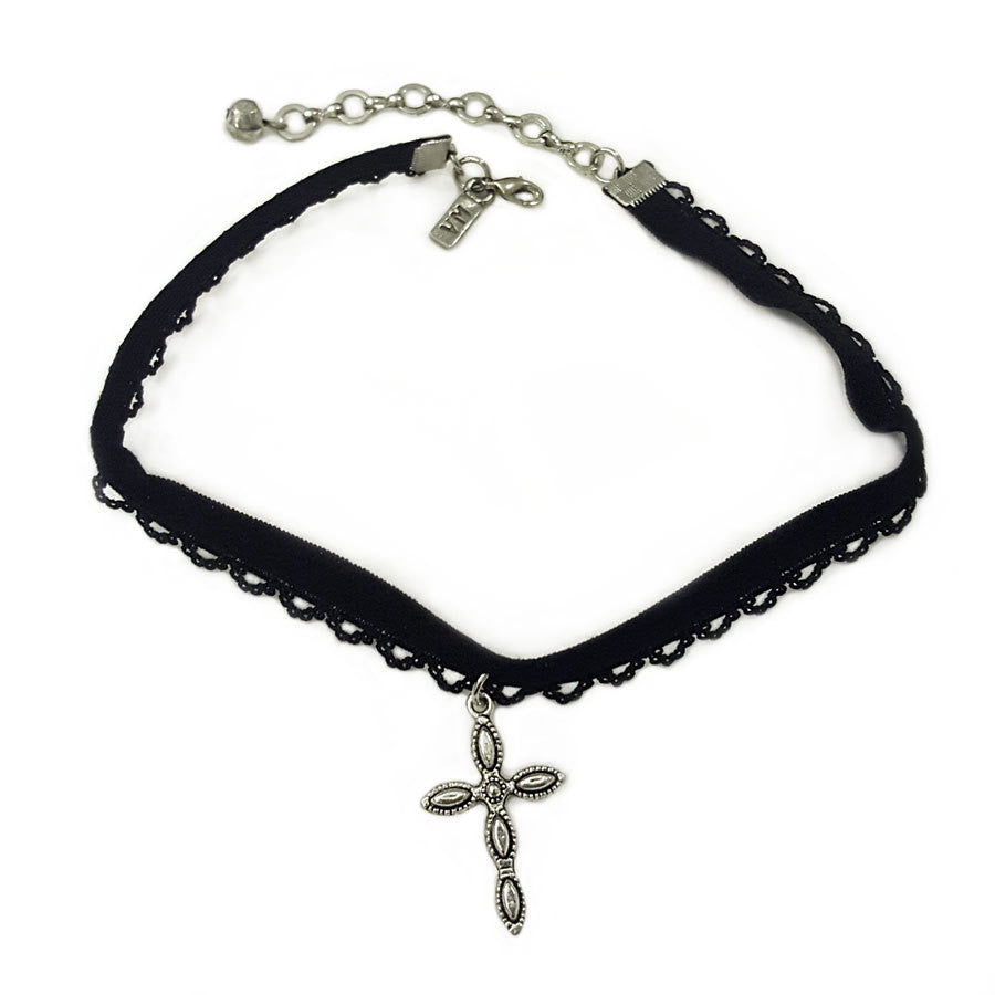 Vanessa Mooney The Black Lace Cross Choker