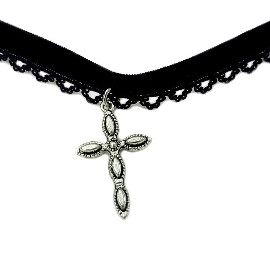 Vanessa Mooney The Black Lace Cross Choker