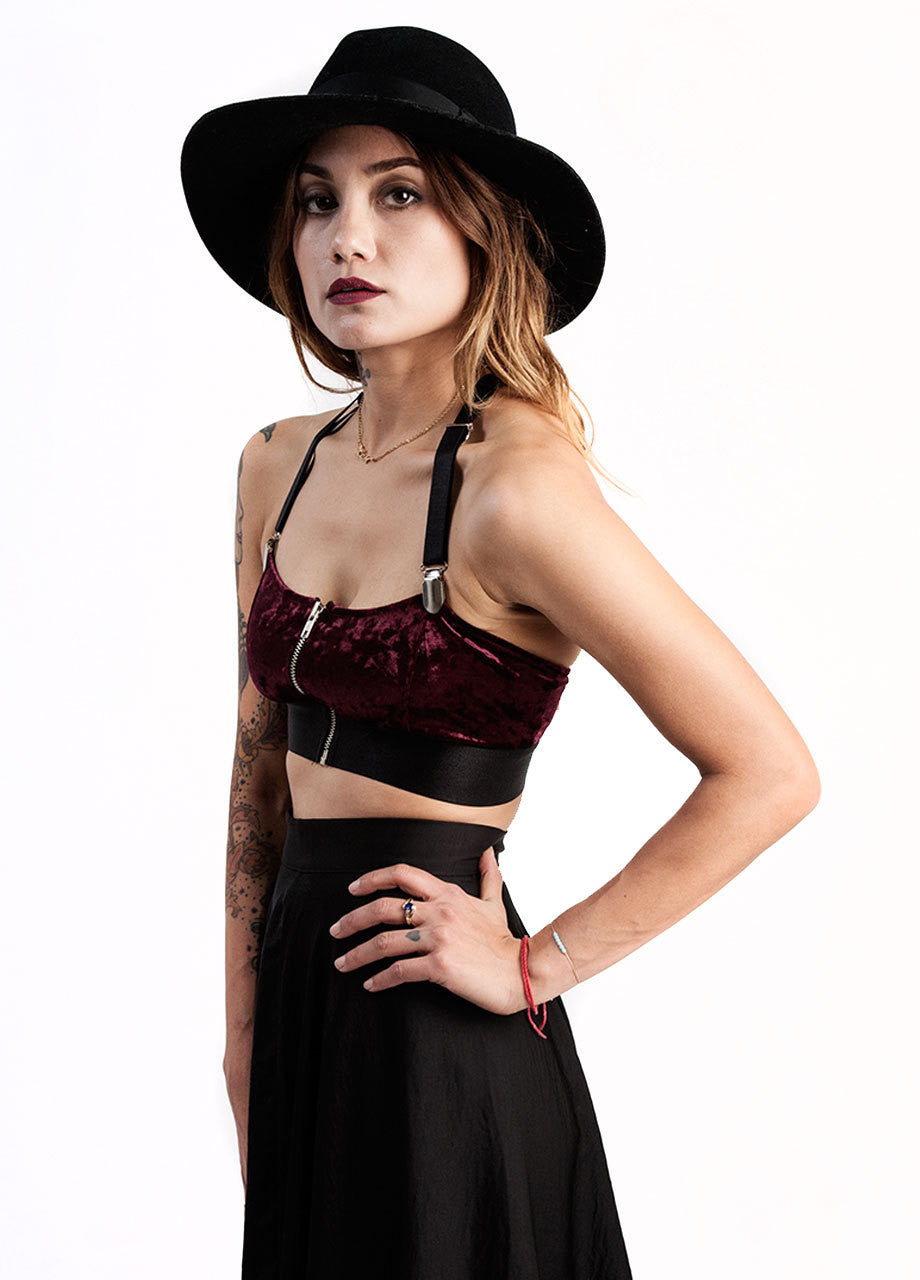 Widow Crushed Velvet Garter Bustier