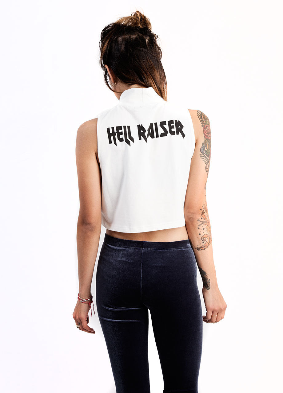 Evil twin raising hell skivvy crop top back view, evil twin hell raiser crop