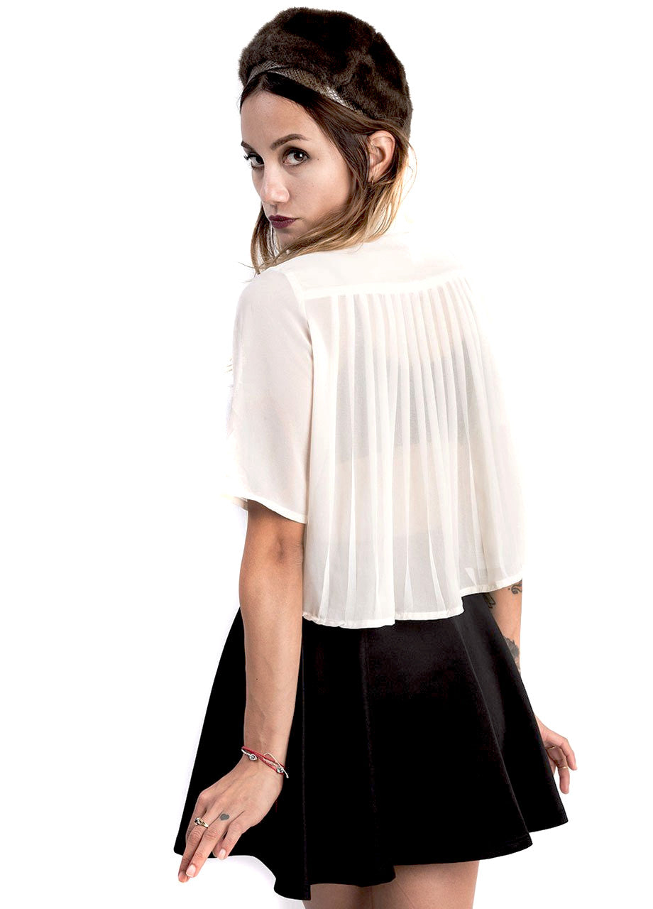 pleated back cropped button down shirt - BLACKCLOTH