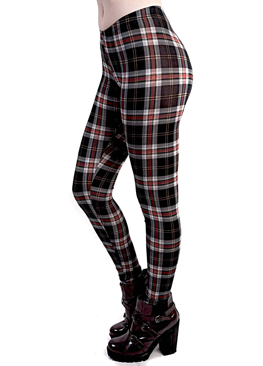 See You Monday Black Plaid Leggings