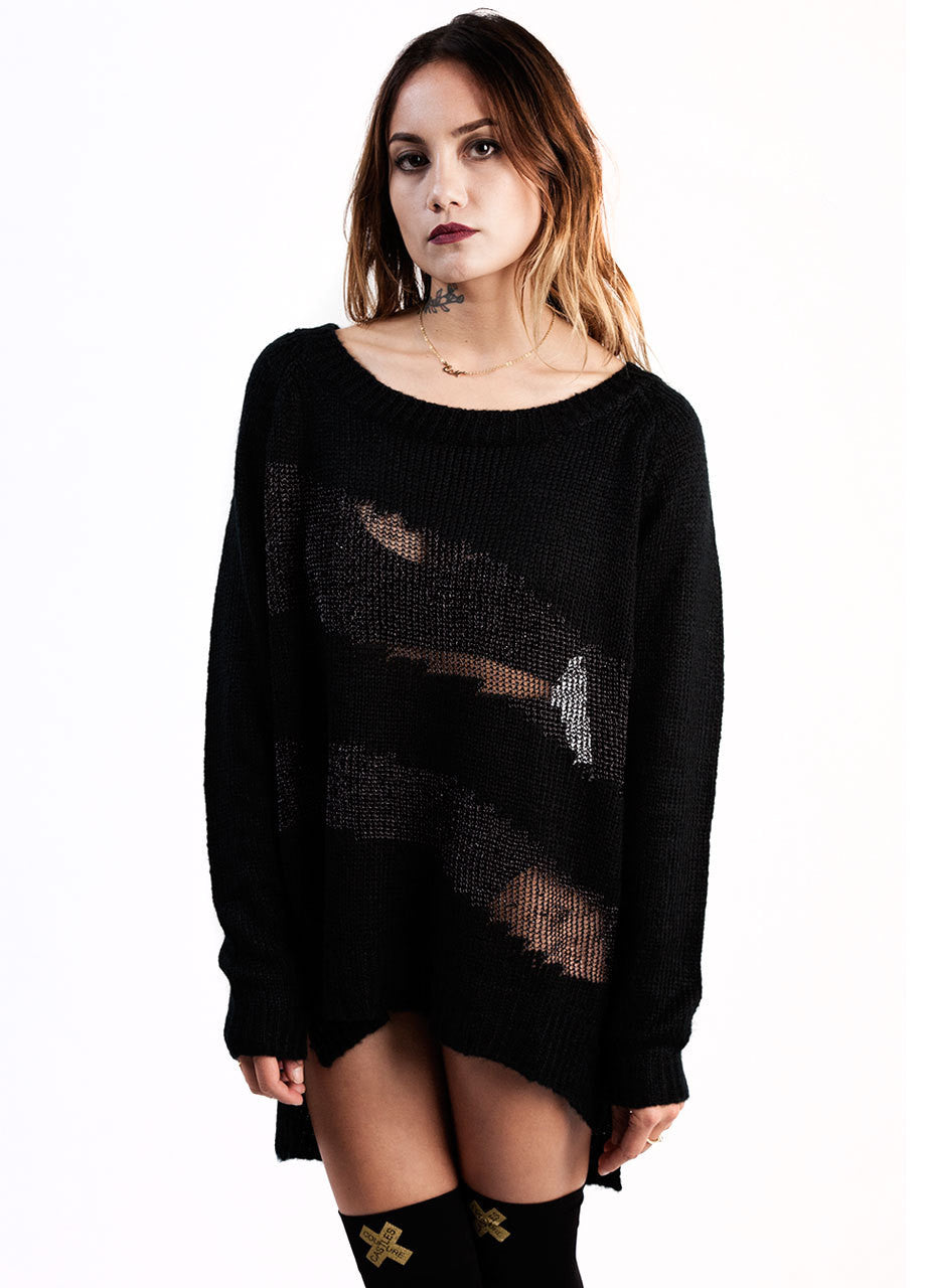 Widow Chain Mail High-Low Sweater Dress