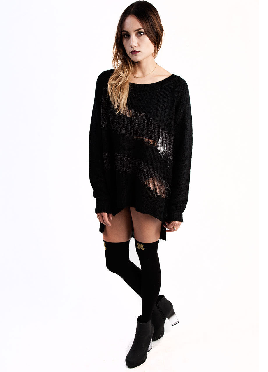 Widow Chain Mail High-Low Sweater Dress