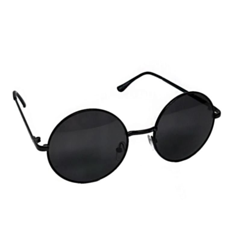 round circle frame metal sunglasses in black
