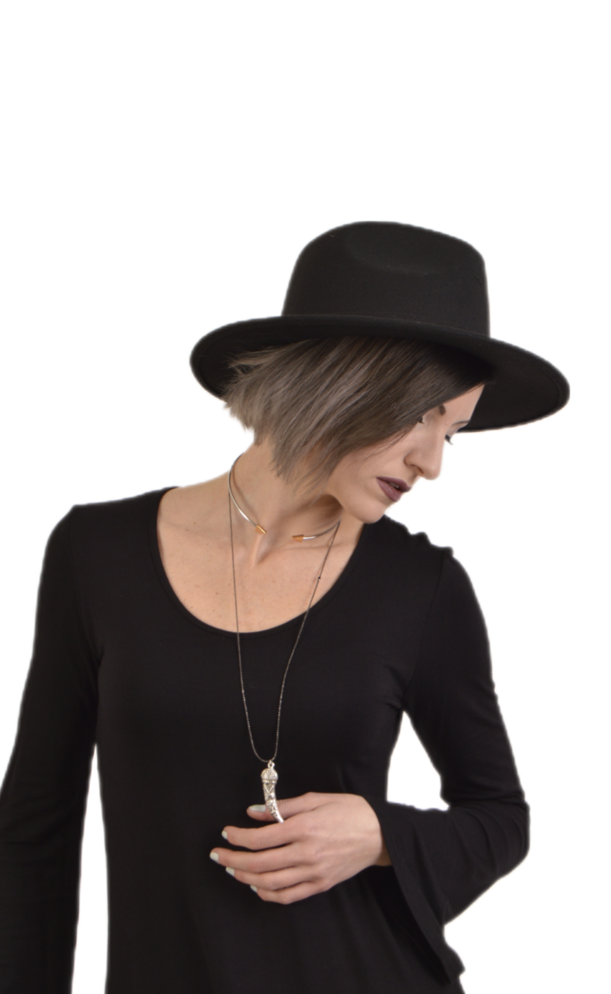 womens black wide brim hat