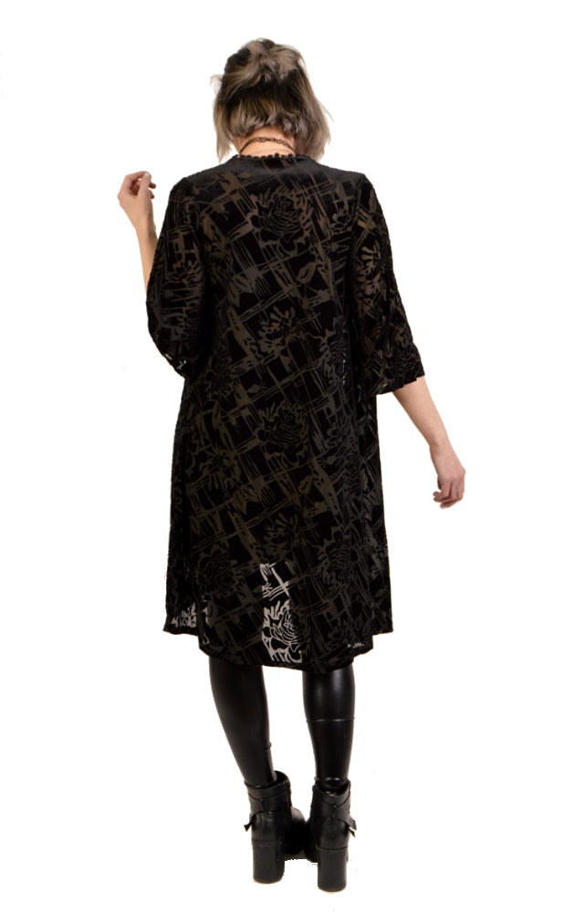 velvet burnout kimono cardigan black