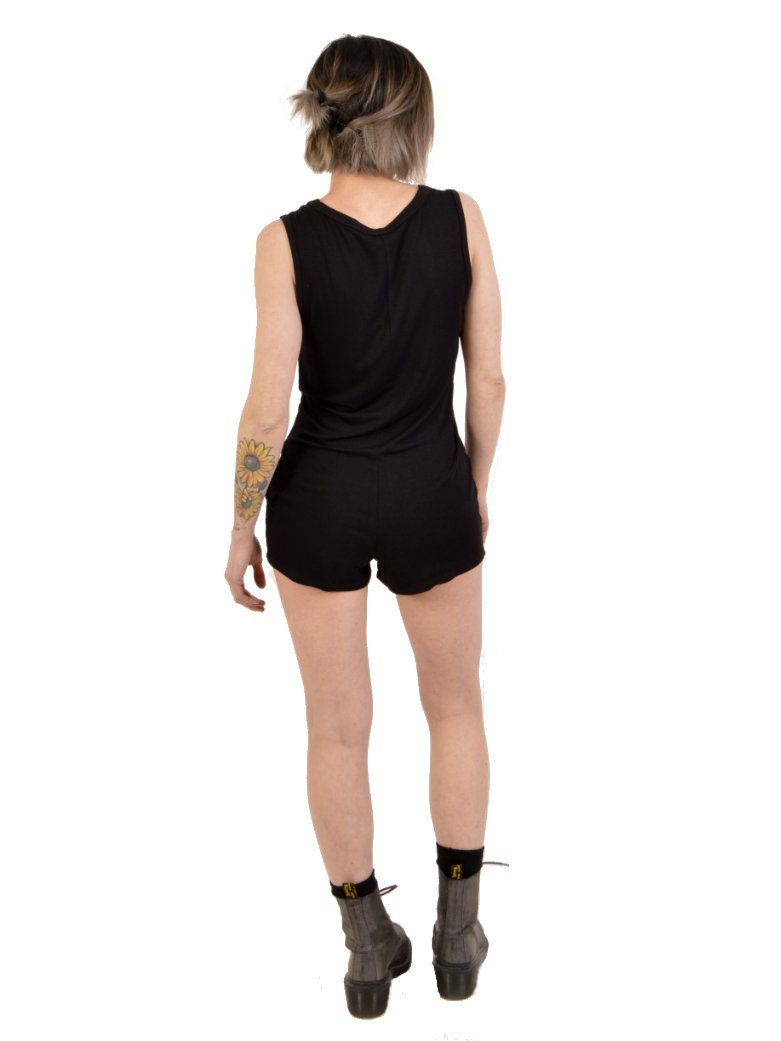 black romper shorts sleeveless