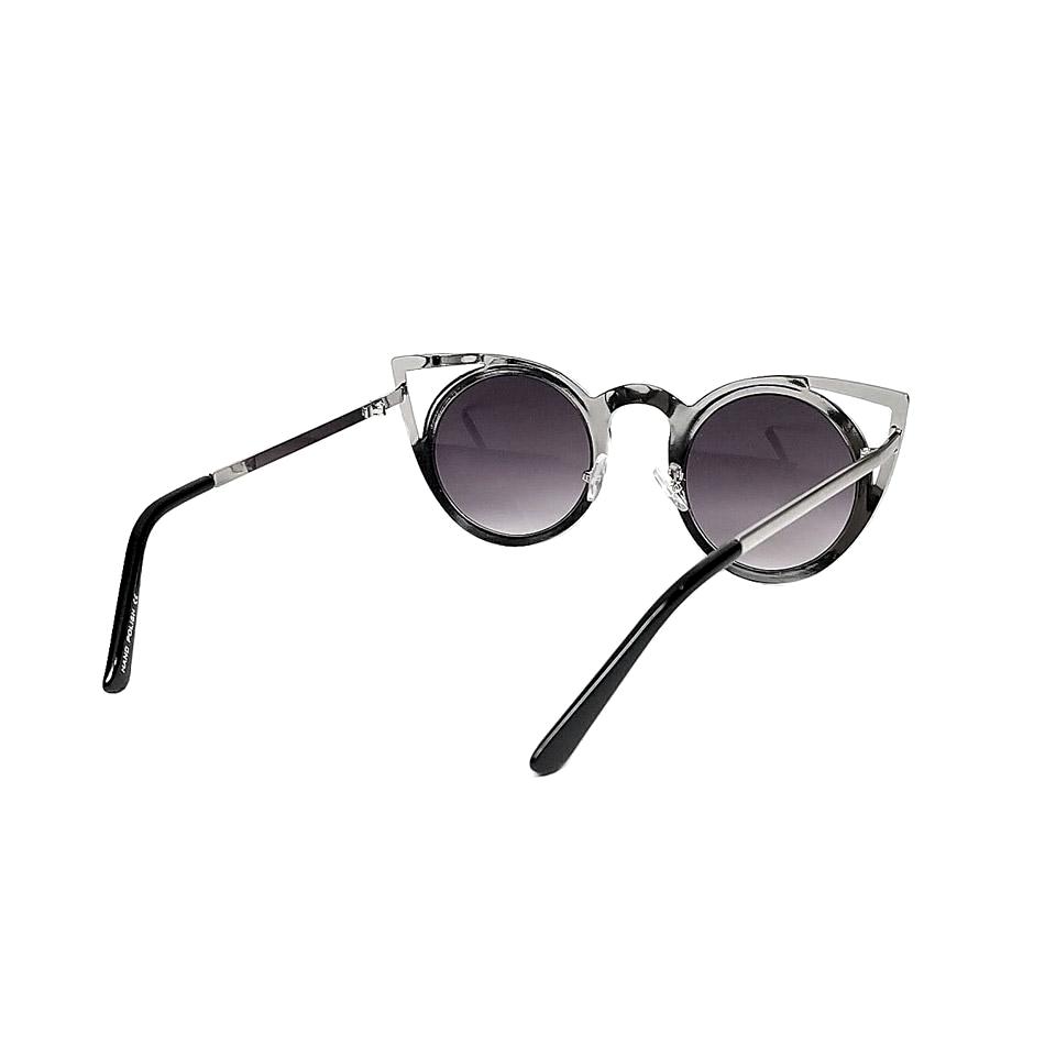 Silver Chrome Cutout Cat Eye Sunglasses