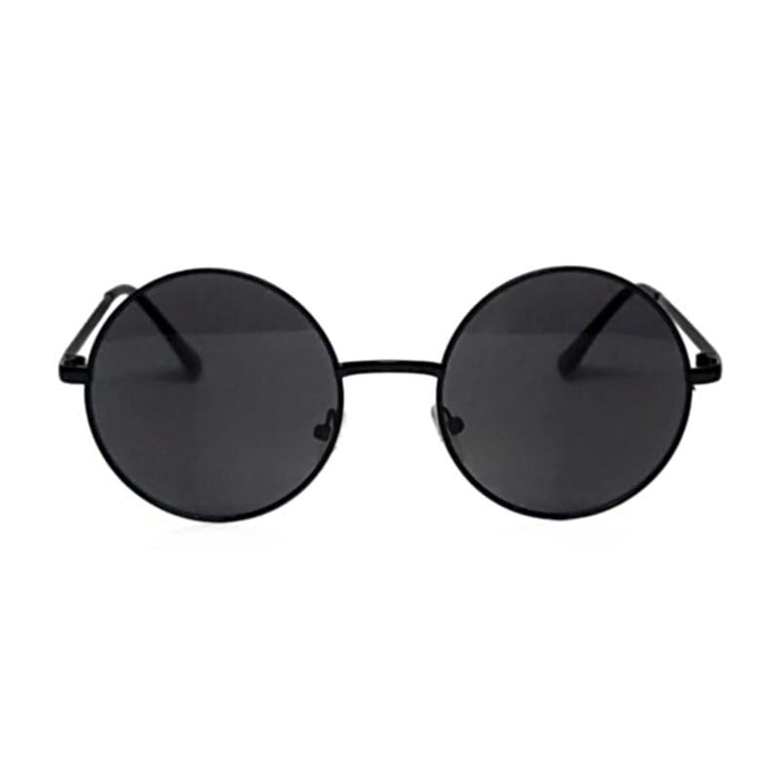 retro round circle black metal frame lens sunglasses