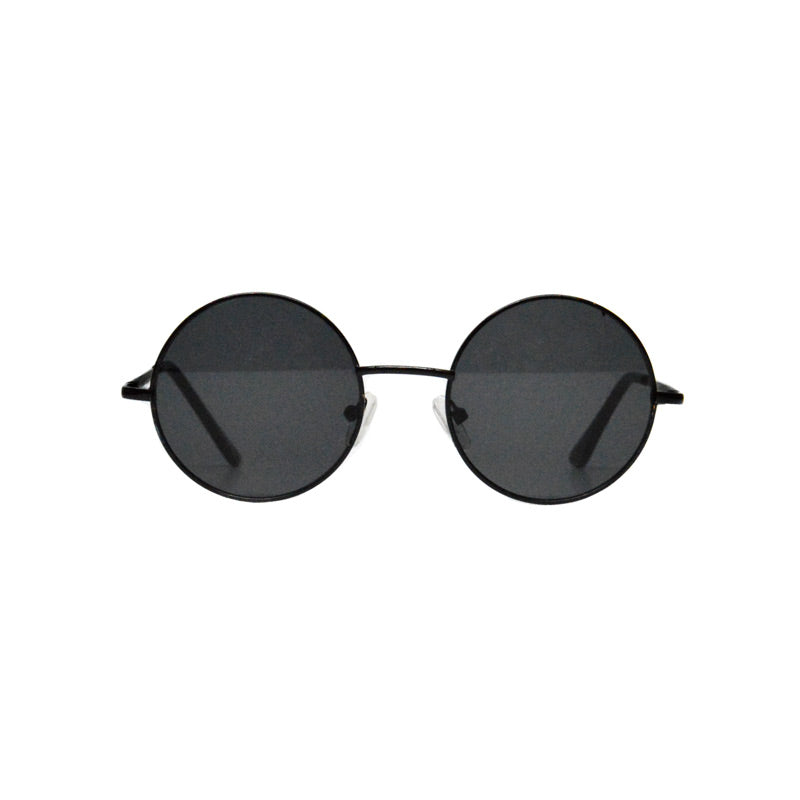 retro round lennon lens black metal round sunglasses