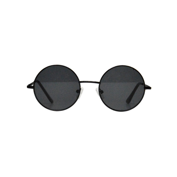 retro round lennon lens black metal round sunglasses