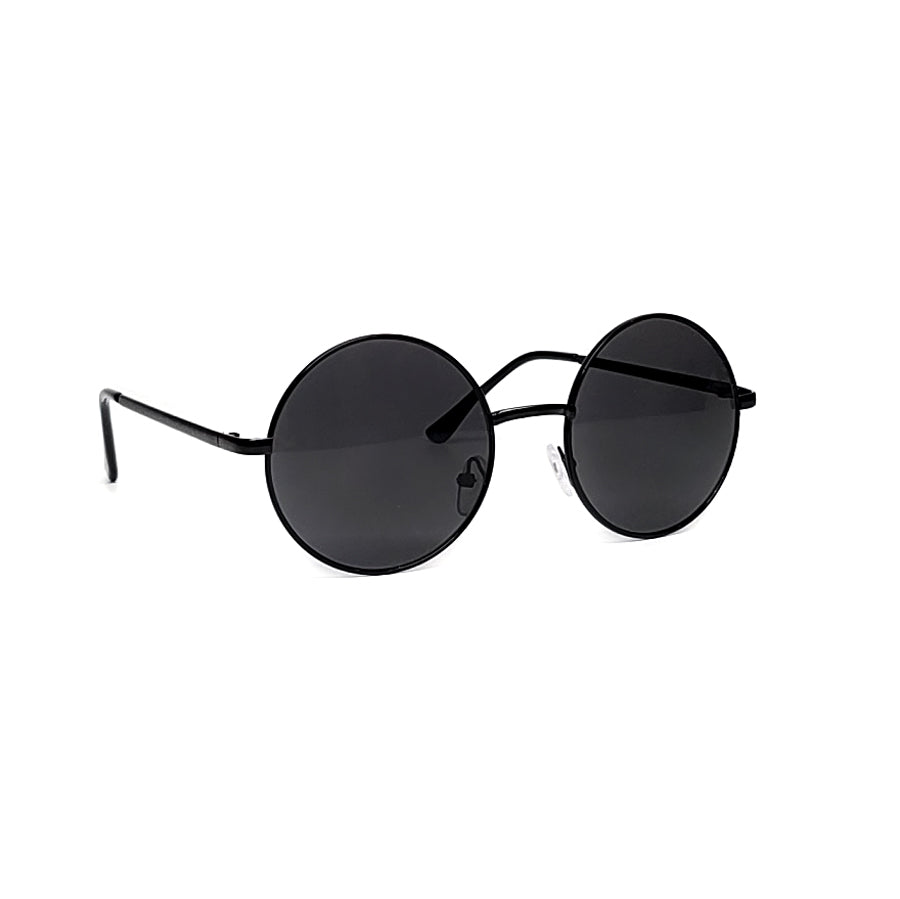 retro round metal circle black metal frame lens sunglasses