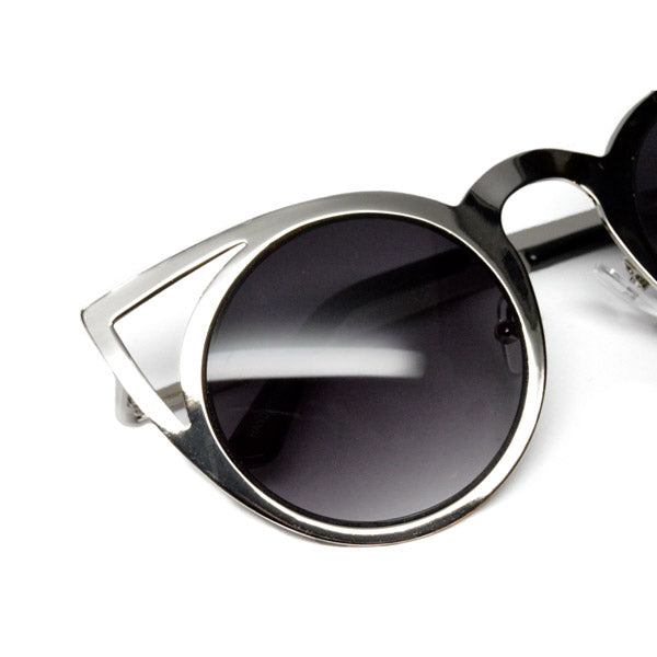 Silver Chrome Cutout Cat Eye Sunglasses