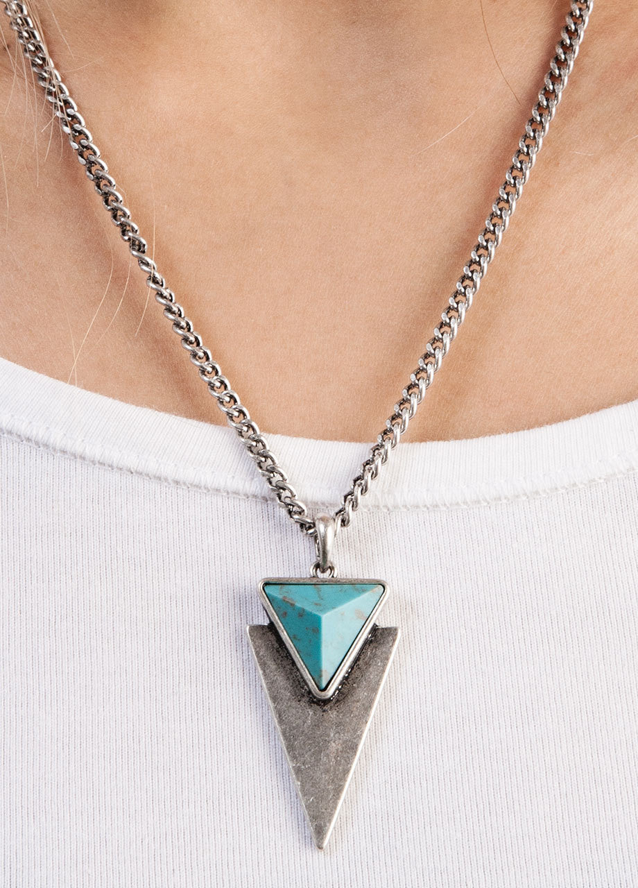 Jenny Bird Turquoise and silver arrowhead Pendant Flagstaff Necklace