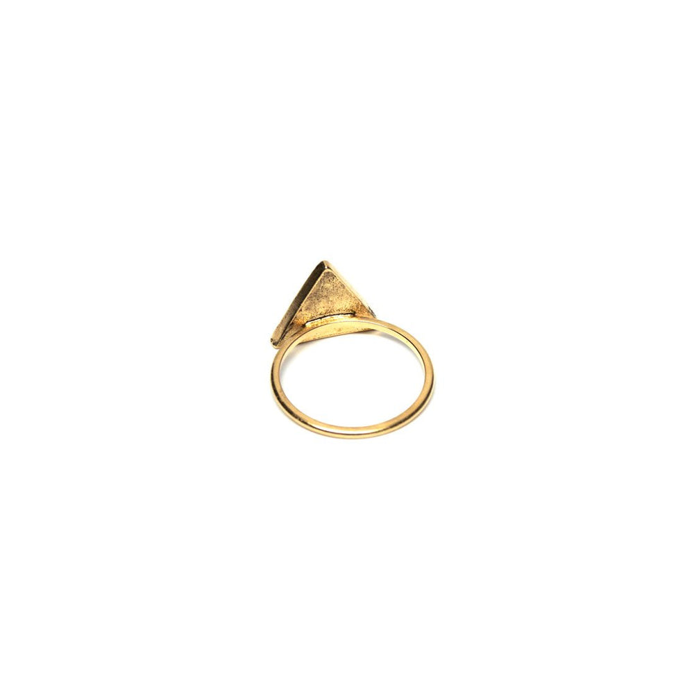 Vanessa Mooney The Realms Triangle pendant ring in gold, back view