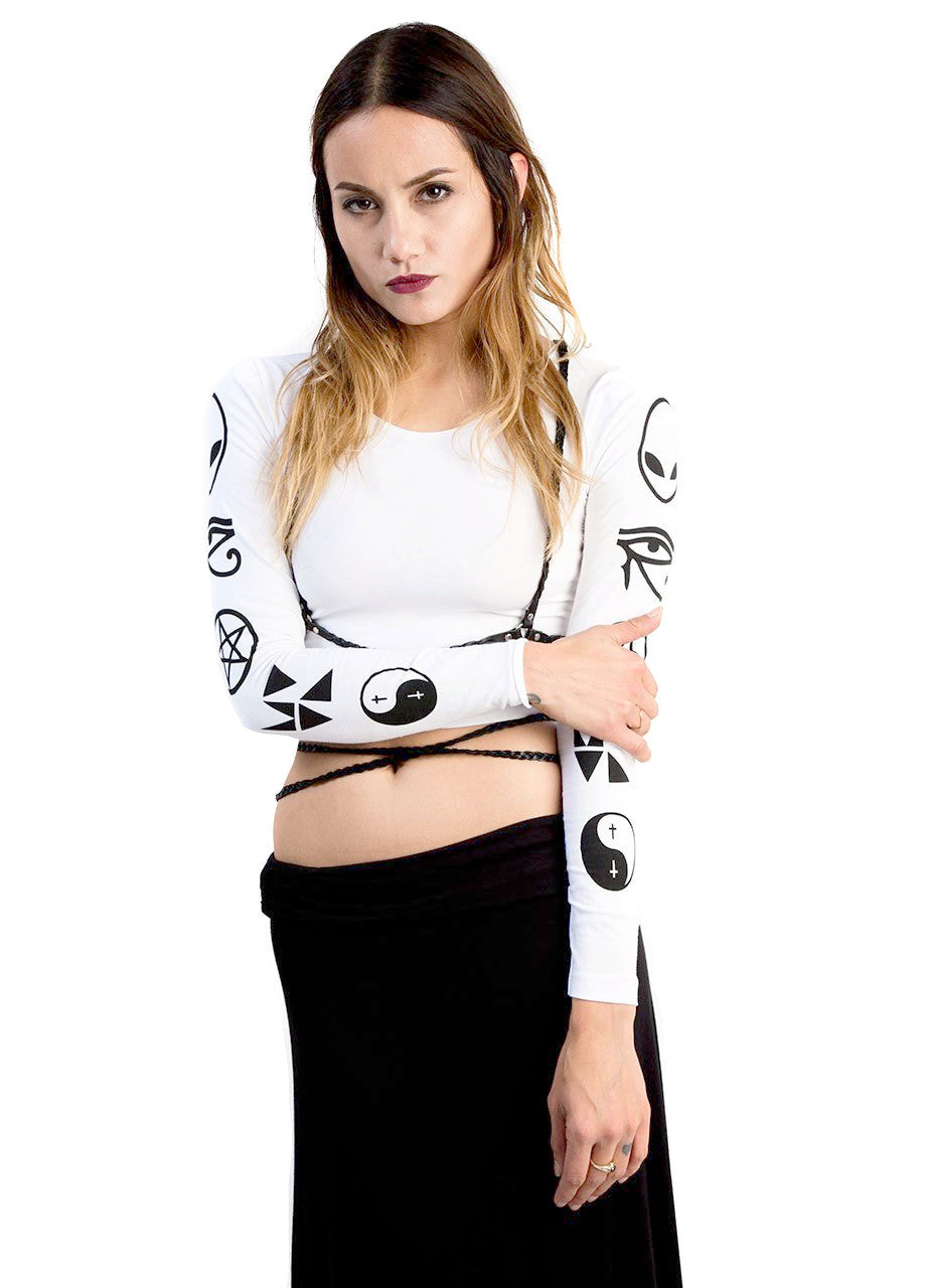 MYVL occult Symbol graphic Long Sleeve Crop