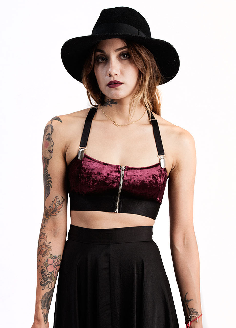 Widow Crushed Velvet Garter Bustier