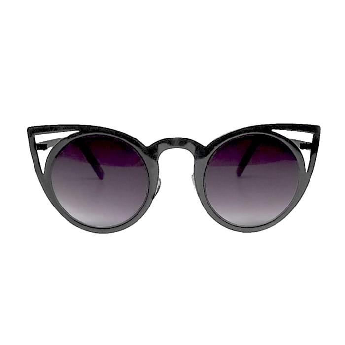 cut out cat eye sunglasses with glossy black frame